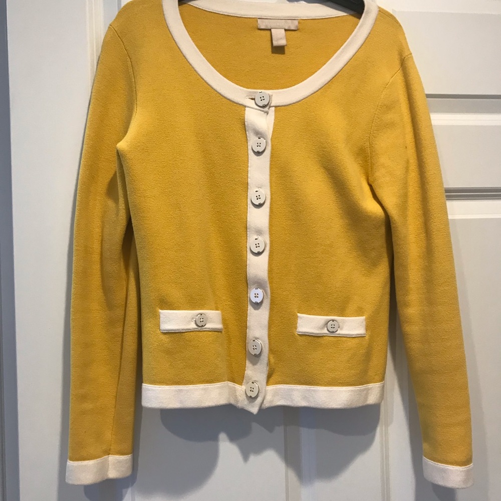 Banana public yellow and white sweater cardigan